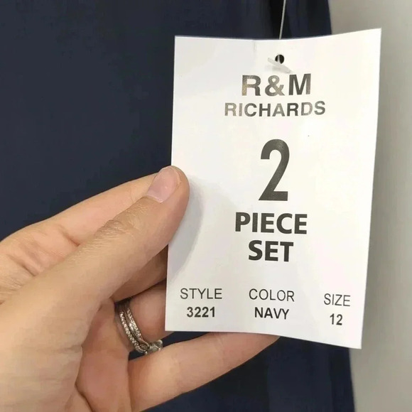 R&M Richards Womens 12 Navy Blue Sparkle Cardigan dr ss Set NWT m27 - Picture 9 of 9